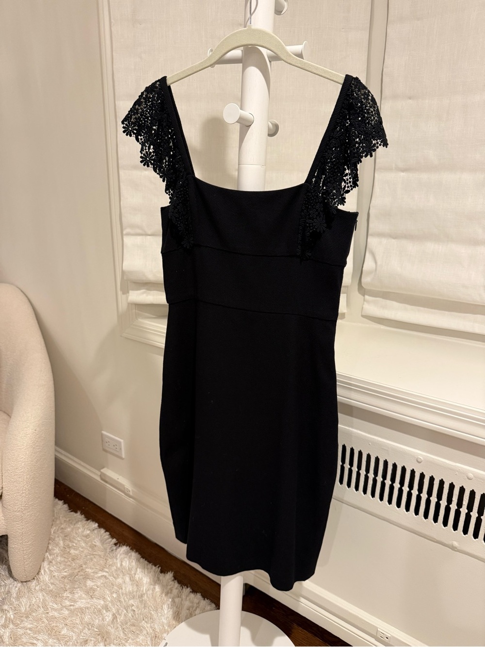 Valentino Black Lace-Shoulder Mini Dress